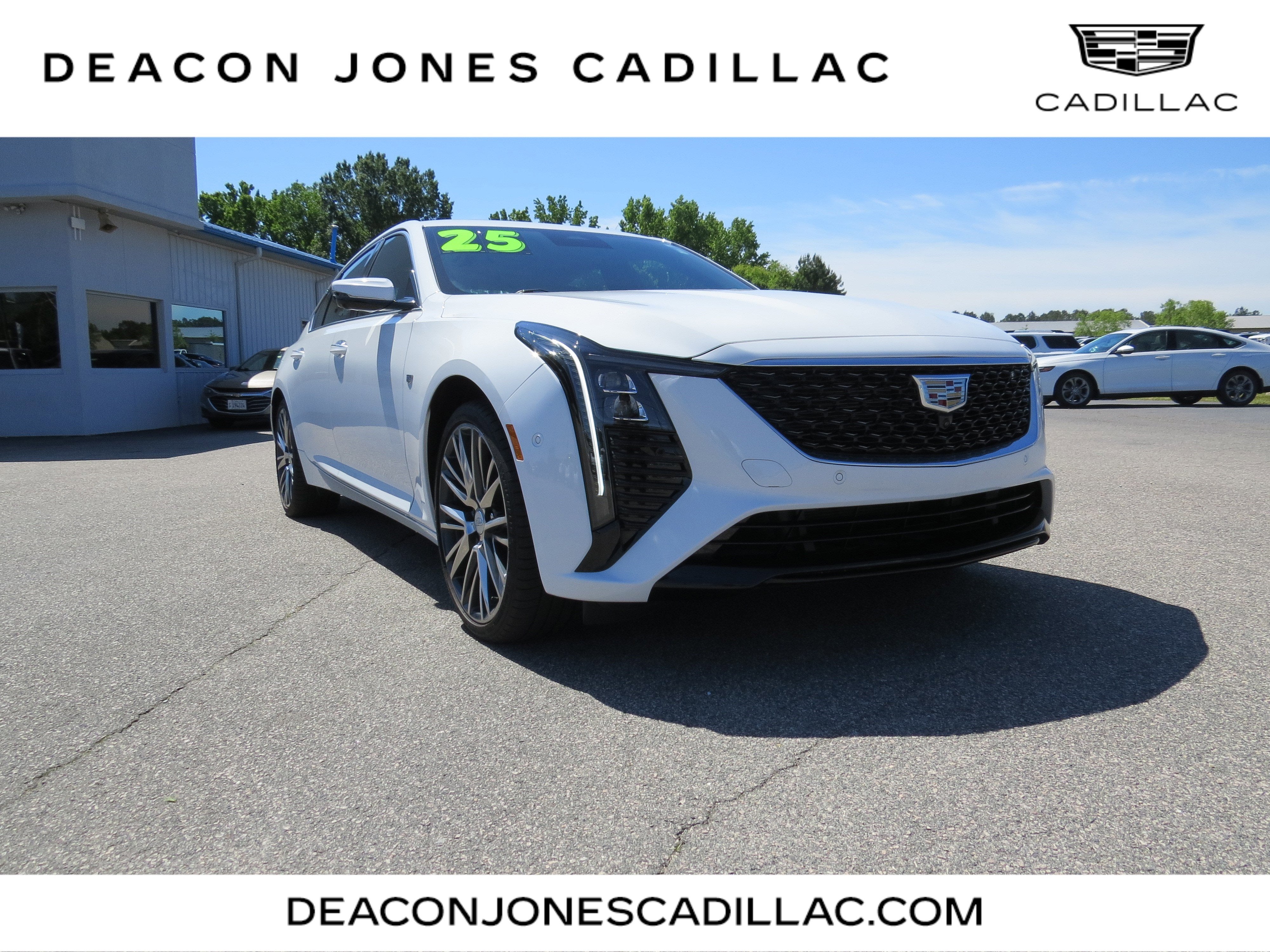 2025 Cadillac CT5 Premium Luxury in Summit White — front three-quarter view