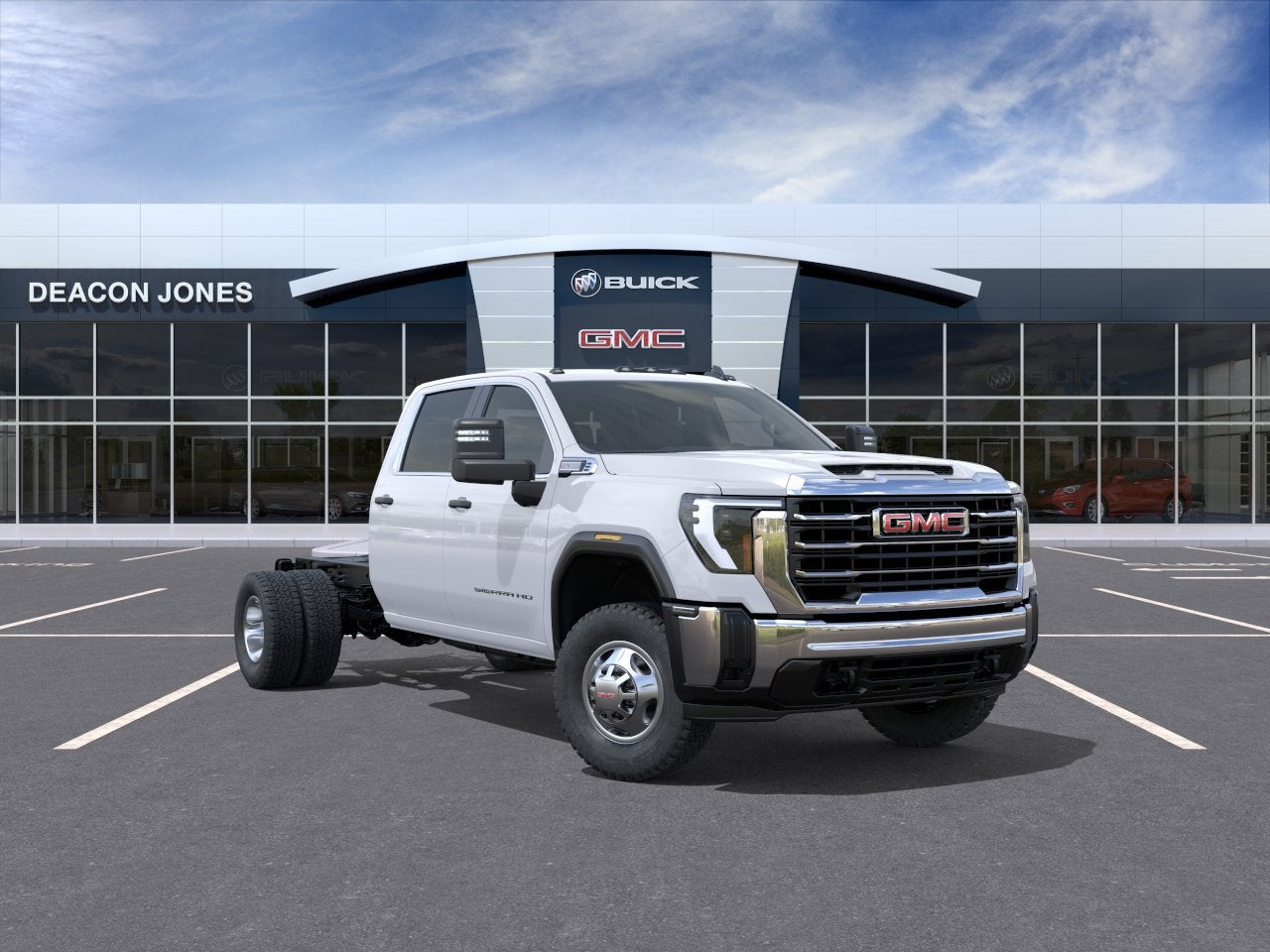 2026 GMC Sierra 3500 HD Chassis Cab Pro in Summit White — front three-quarter view