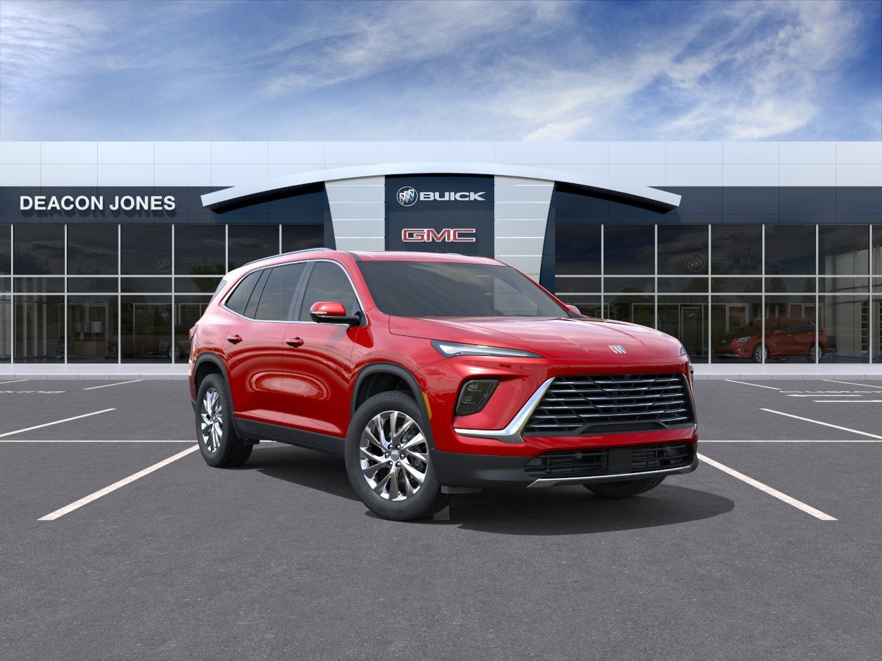 2026 Buick Enclave Preferred in Cherry Red Tintcoat — front three-quarter view