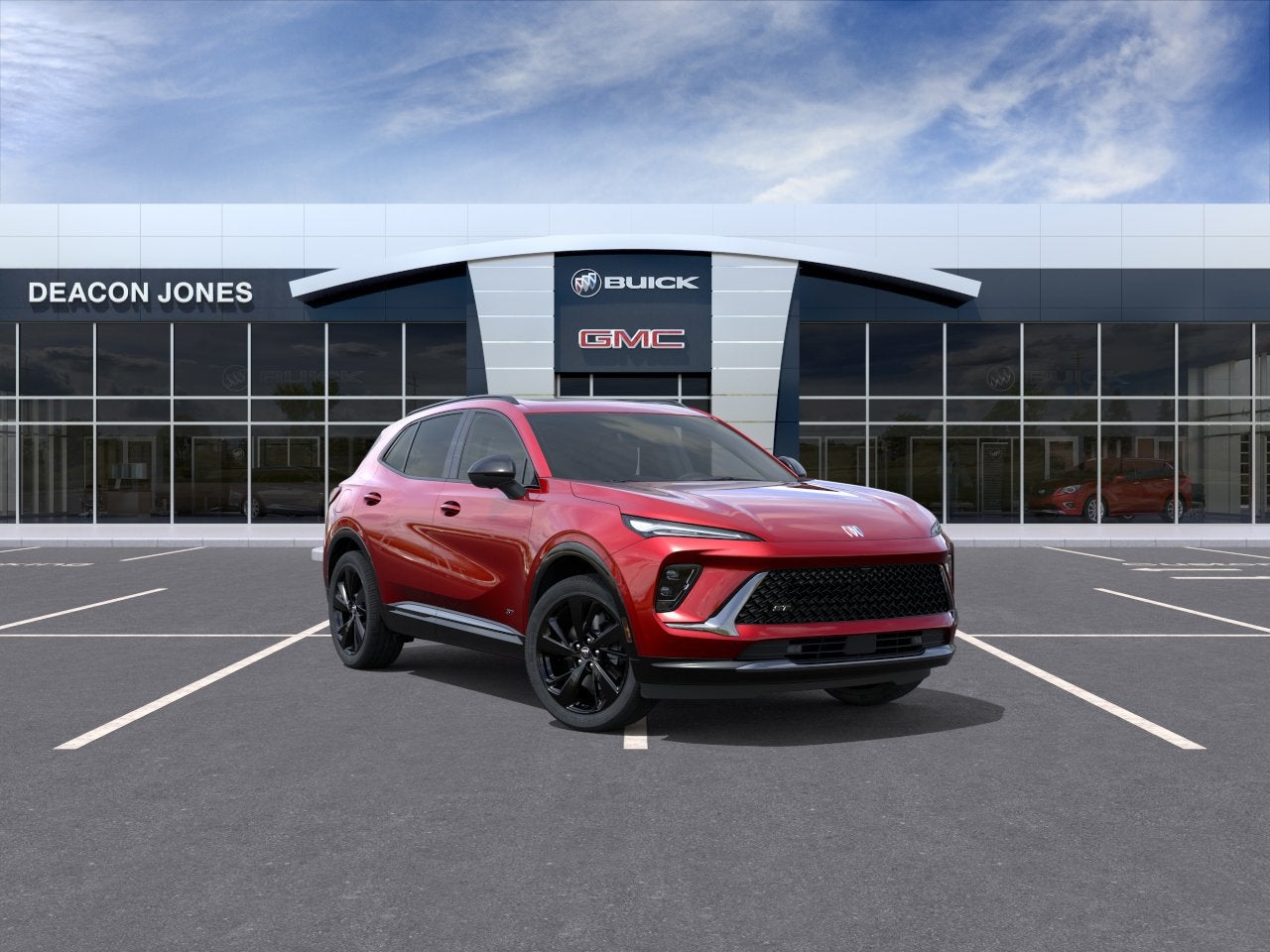 2026 Buick Envision Sport Touring in Brilliant Red — front three-quarter view